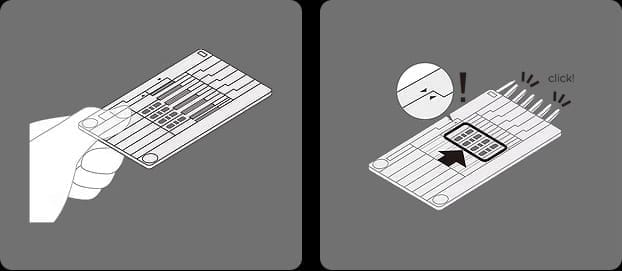 手順1・2:カードを持ち、中央部分を押す